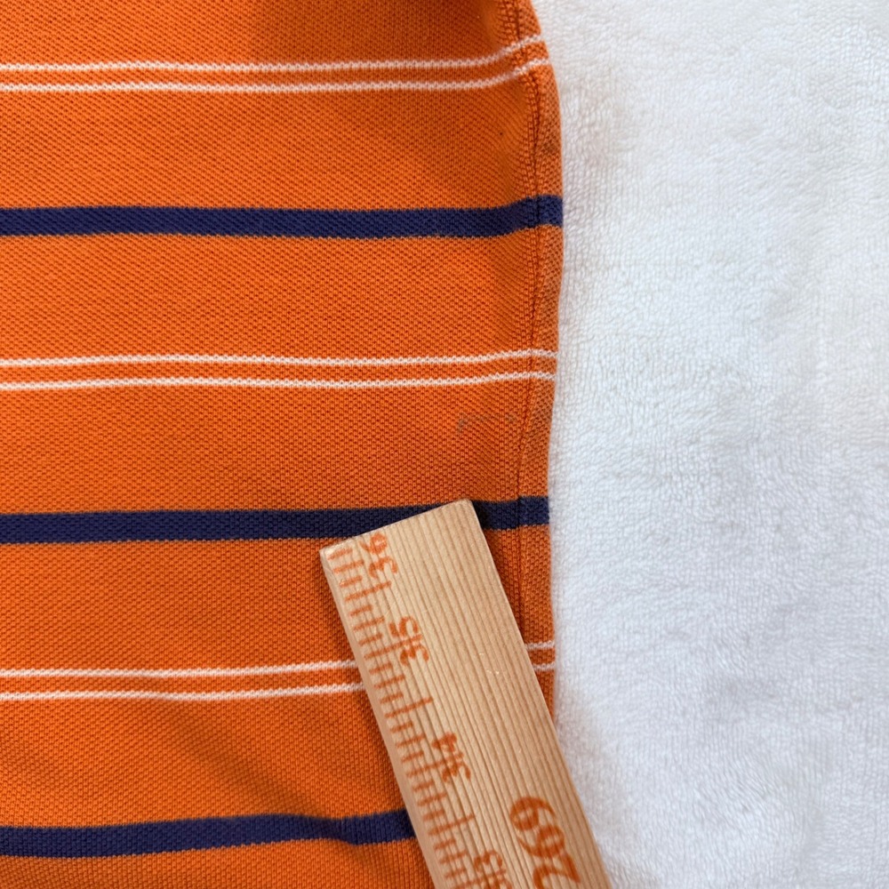 Polo Ralph Lauren Mens XXL Orange Striped Short Sleeve Cotton Pique Polo Shirt - Picture 14 of 14